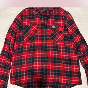 Perry Ellis Red and Black Checkered Men's Shirt